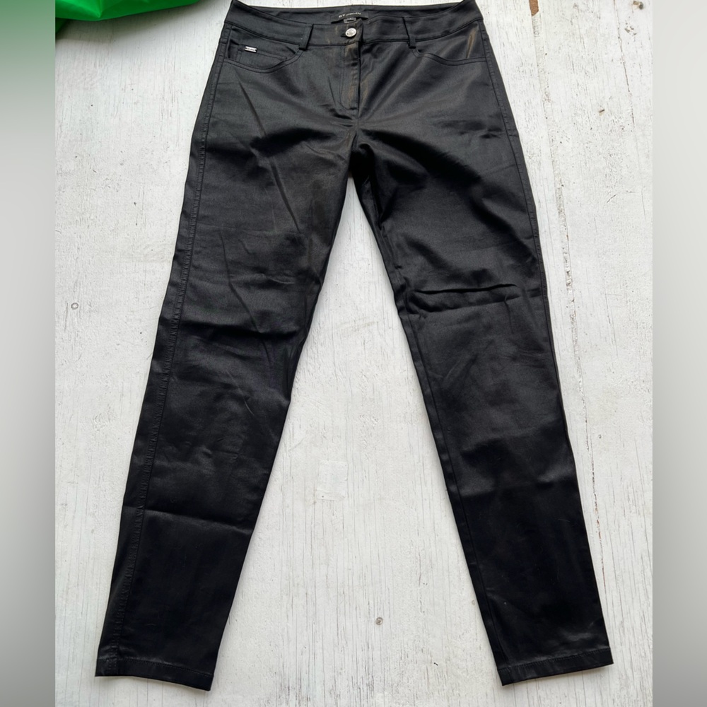 St.John Black Straight Leg Pants| High Rise| Stretch| Sateen |Women’s 8